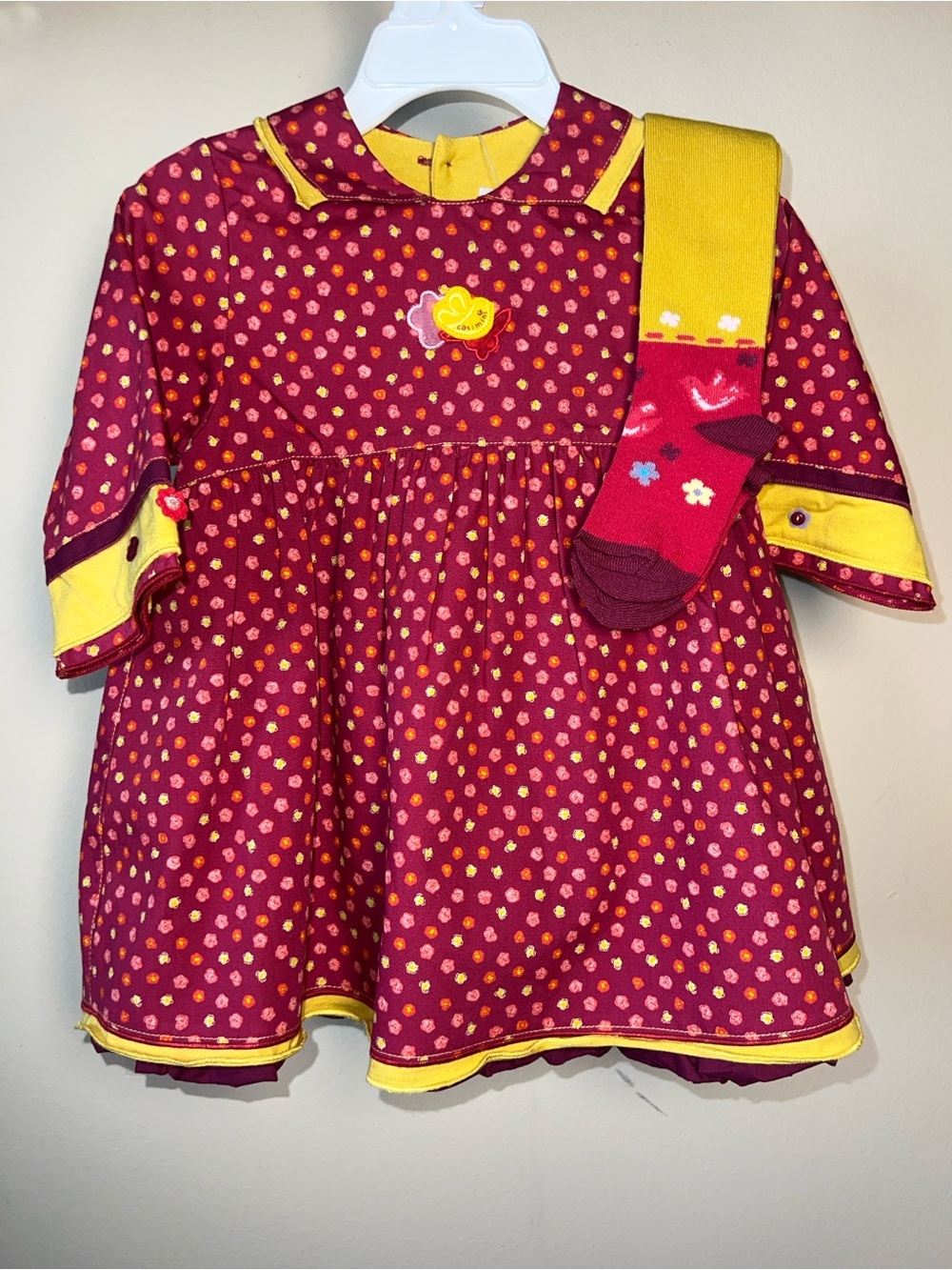 French Vintage Kids Catimini Dress with Matching Tights